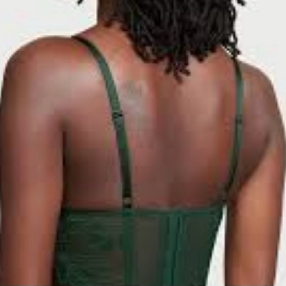 Victoria's Secret Very Sexy Push Up Bra Emerald Green Corset Top 36B LIKE NEW - Picture 8 of 12